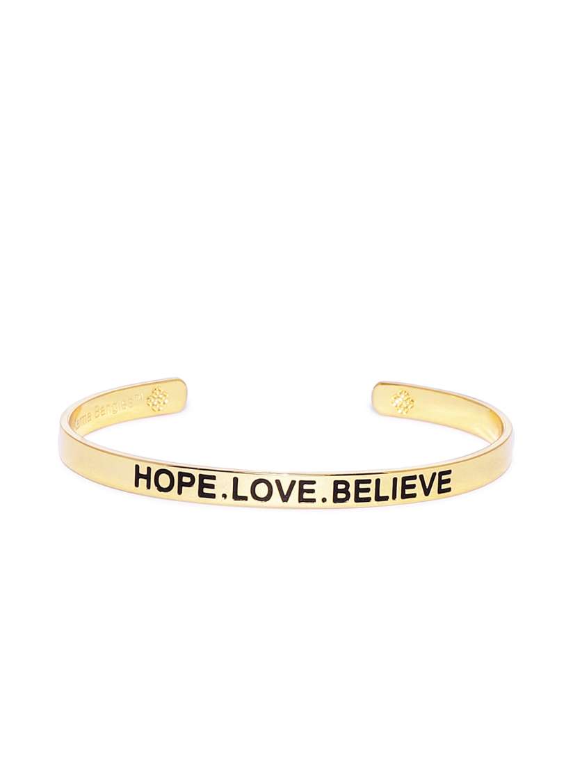 Buy Pipa Bella Limited Edition Real Gold Plated Hope. Love. Believe. Resolution Karma Bangle Bracelet for Women 8338347 Myntra