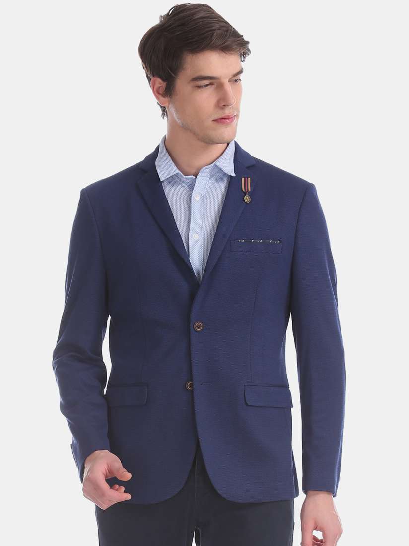 Buy Arrow Men Navy Blue Solid Single Breasted Casual Blazer Blazers for Men 8344069 Myntra