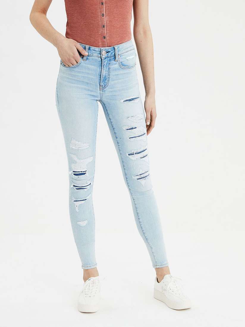 Blue American Eagle Jeggings High Waisted Buy AMERICAN EAGLE OUTFITTERS  Women Blue Jeggings Fit High-Rise