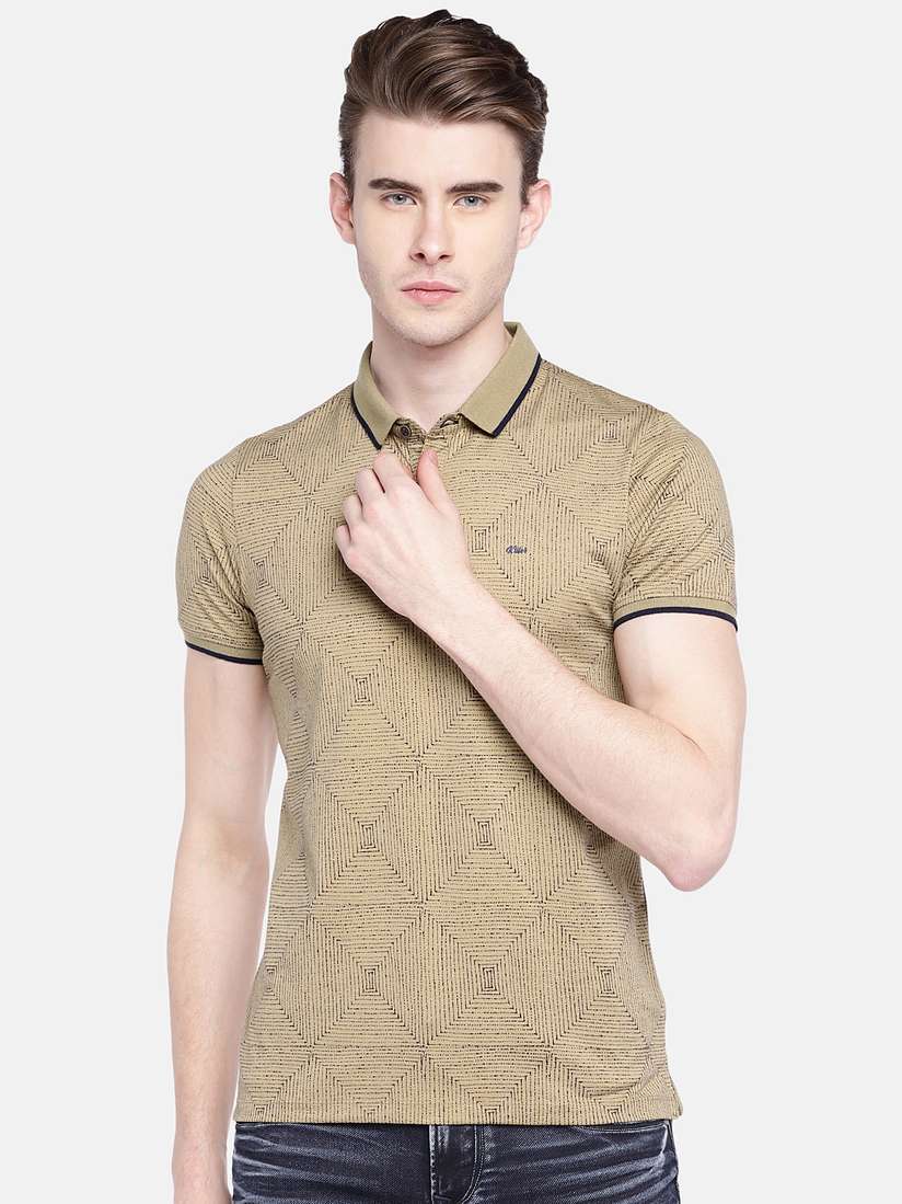 Clothing Killer Polo T Shirts Killer Men Khaki Printed Polo Collar