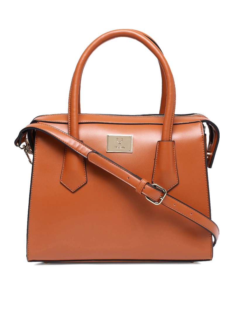 Buy Allen Solly Tan Brown Solid Handheld Bag Handbags for Women 8362231 Myntra
