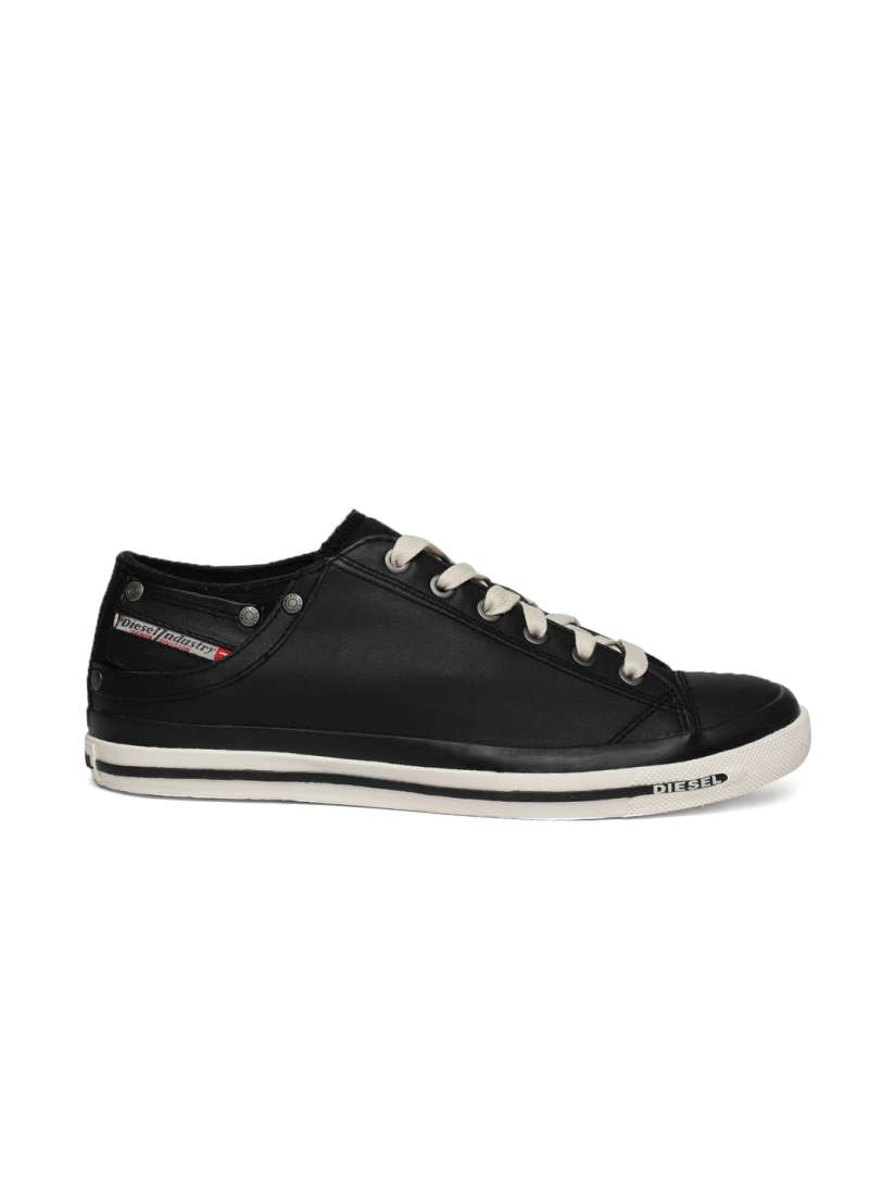 Buy DIESEL Men Black SKB Leather Sneakers Casual Shoes for Men 8365743 Myntra