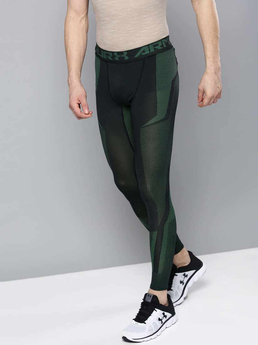Buy UNDER ARMOUR Men Green Black Threadborne Seamless Tights Tights for Men 8370305 Myntra
