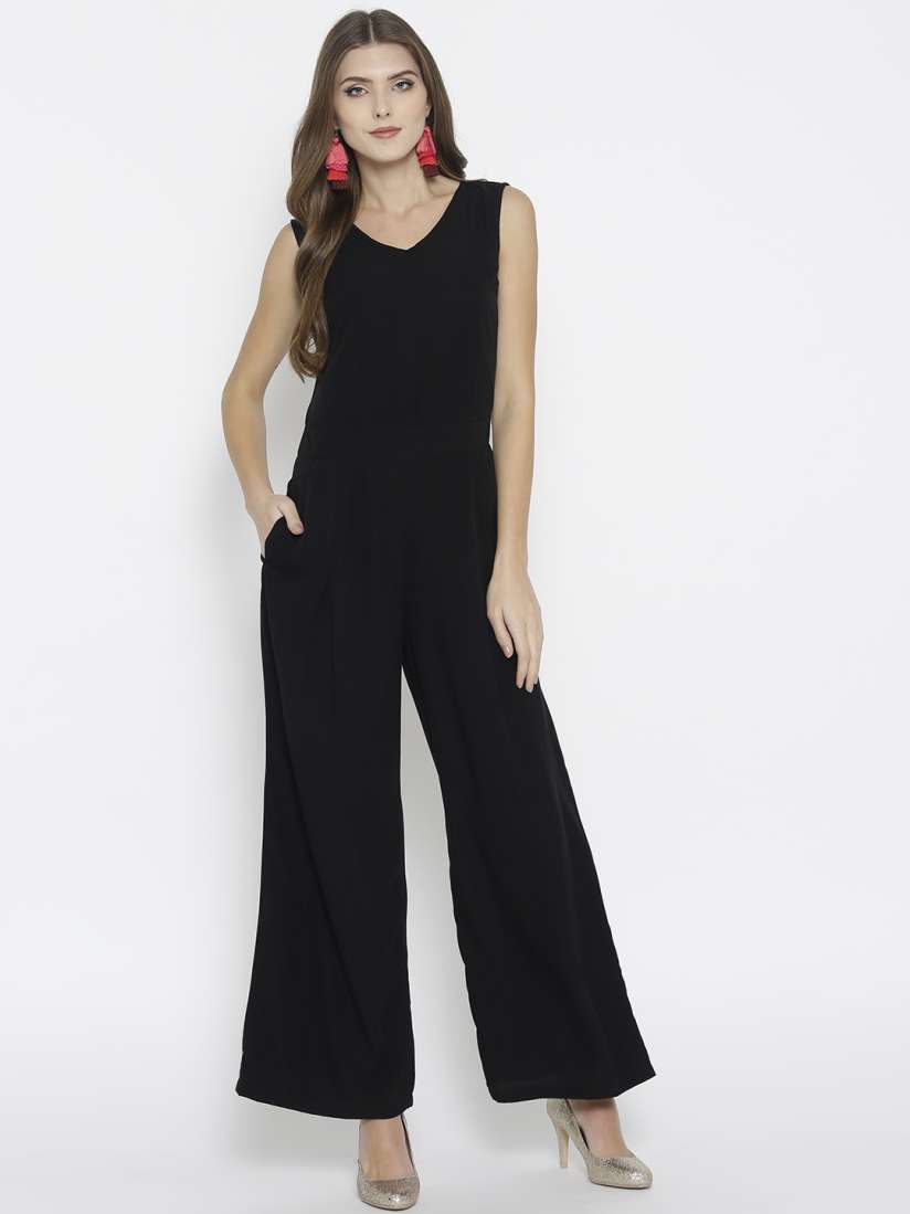 Buy Cottinfab Black Solid Basic Jumpsuit Jumpsuit for Women 8374859 Myntra
