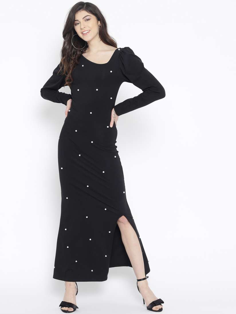 Buy StalkBuyLove Women Black Embellished Maxi Dress Dresses for Women 8375181 Myntra