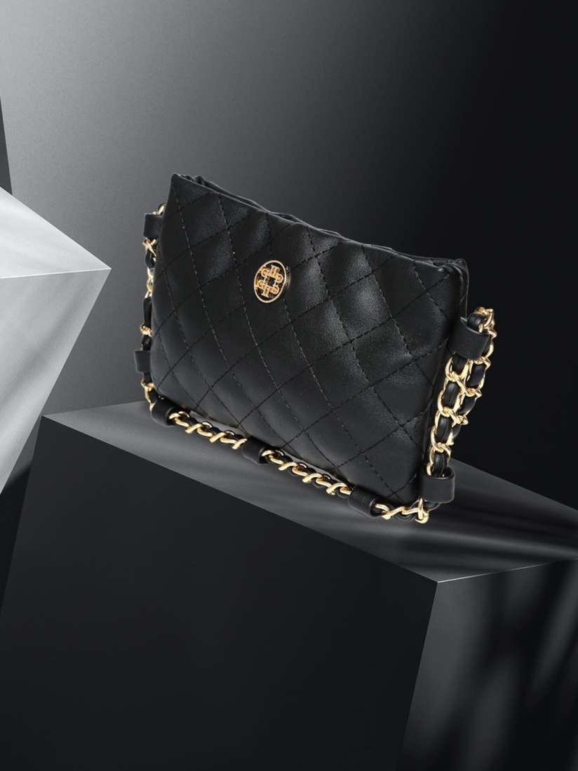 Buy Lino Perros Black Solid Quilted Sling Bag Handbags for Women 8378189 Myntra