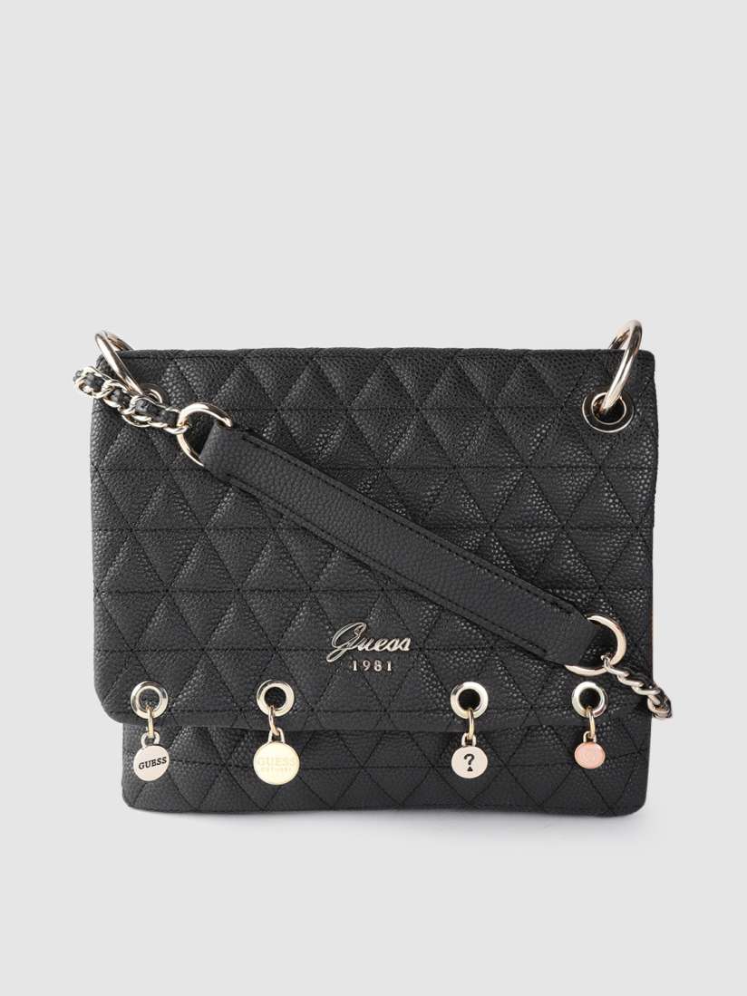 Buy GUESS Black Quilted Sling Bag Handbags for Women 8381819 Myntra