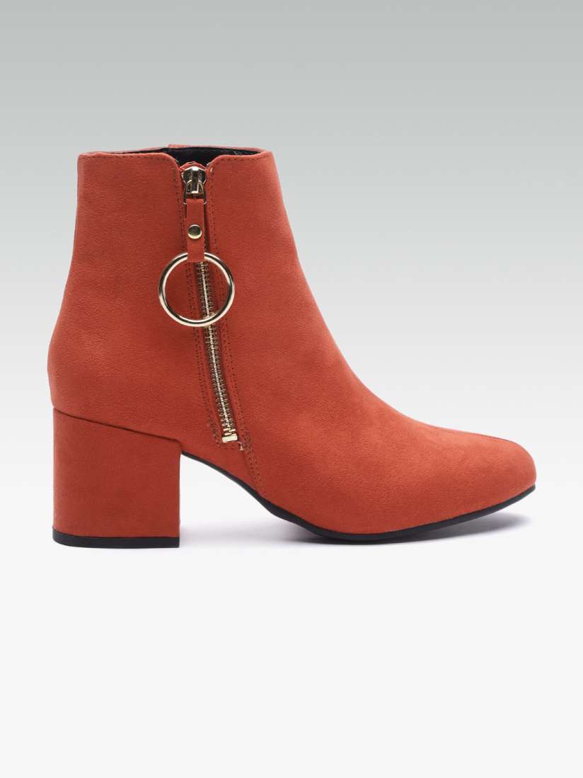 Buy DOROTHY PERKINS Women Orange Solid Heeled Boots Boots for Women 8388741 Myntra