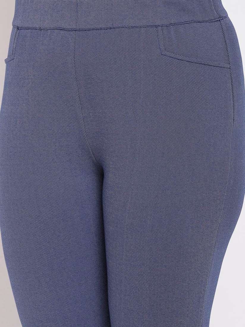 Buy The Pink Moon Plus Size Navy Self Striped Treggings Jeggings for Women 8402833 Myntra