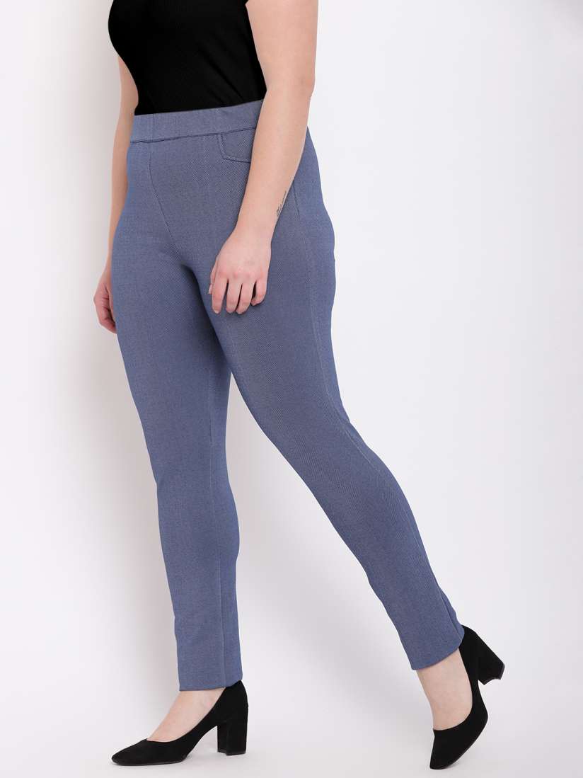 Buy The Pink Moon Plus Size Navy Self Striped Treggings Jeggings for Women 8402833 Myntra