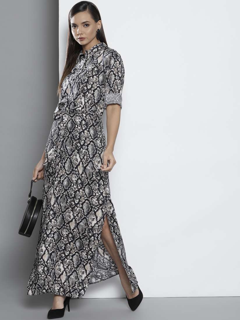 Buy DOROTHY PERKINS Women Black Beige Snakeskin Print Maxi Shirt Dress Dresses for Women 8403573 Myntra