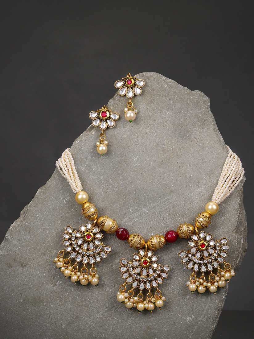 Buy Sukkhi Gold Toned White Kundan Jewellery Set Jewellery Set for Women 8415321 Myntra