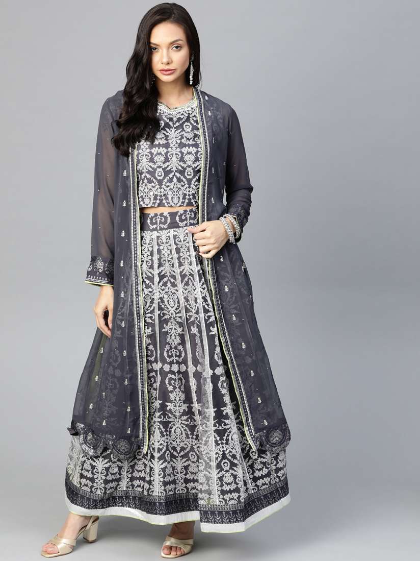 Grey skirt ethnic cheap