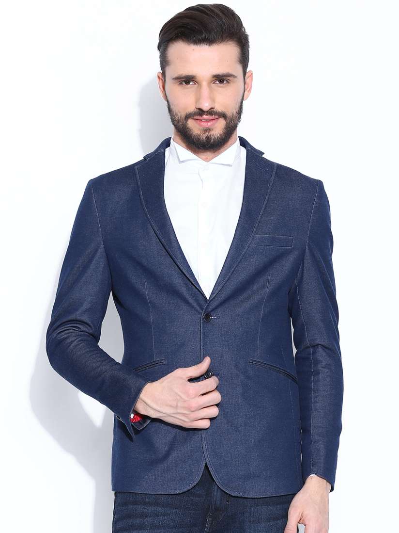 Smart casual blue blazer sales
