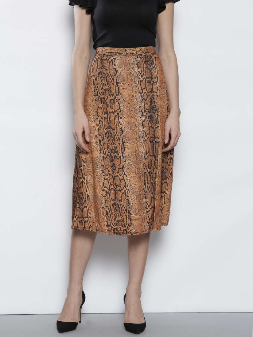 Snake print flare skirt cheap