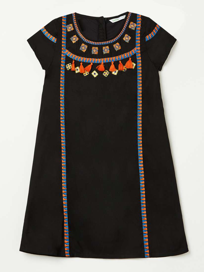 Buy Bossini Girls Black Embroidered A Line Dress Dresses for Girls 8430921 Myntra