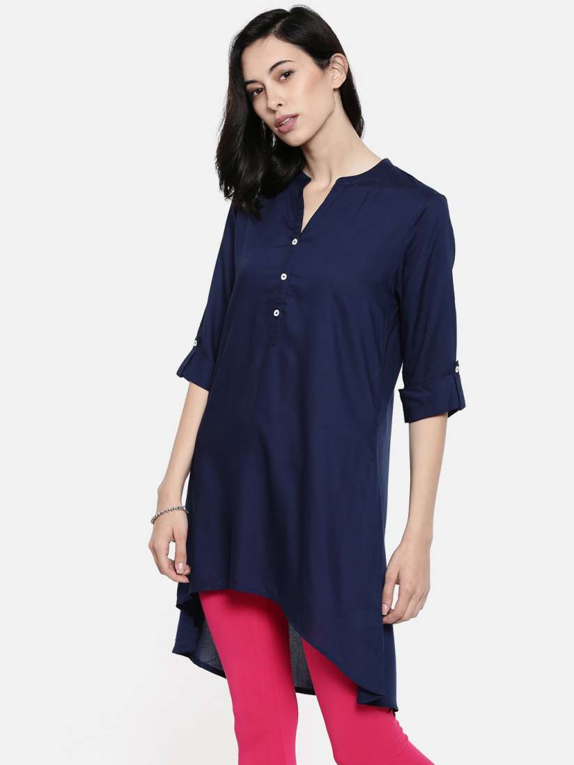 Buy Melange by Lifestyle Women Navy Blue Solid Kurti Kurtis for Women 8435169 Myntra