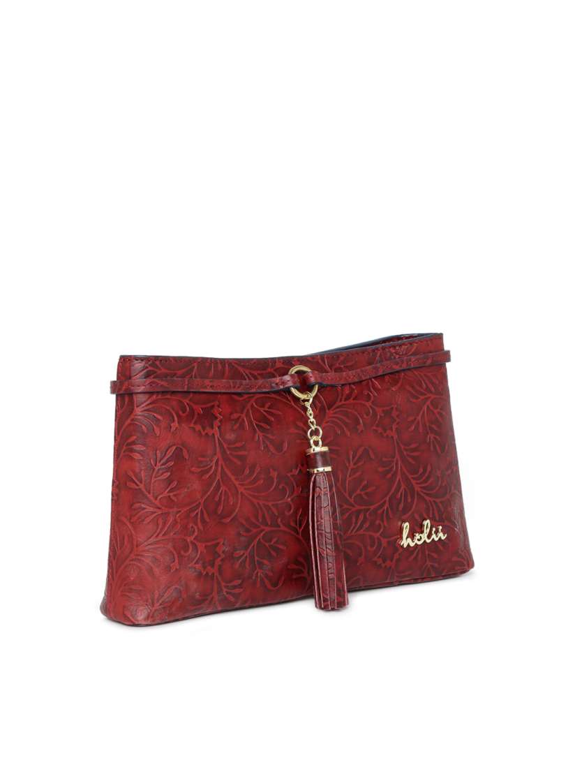 Buy Holii Red Textured Leather Naga 03 Tasselled Leather Clutch Clutches for Women 8438215 Myntra