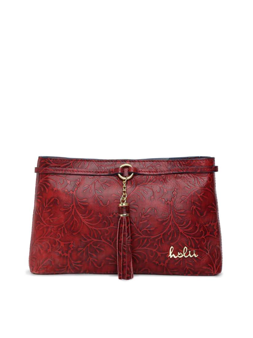 Buy Holii Red Textured Leather Naga 03 Tasselled Leather Clutch Clutches for Women 8438215 Myntra