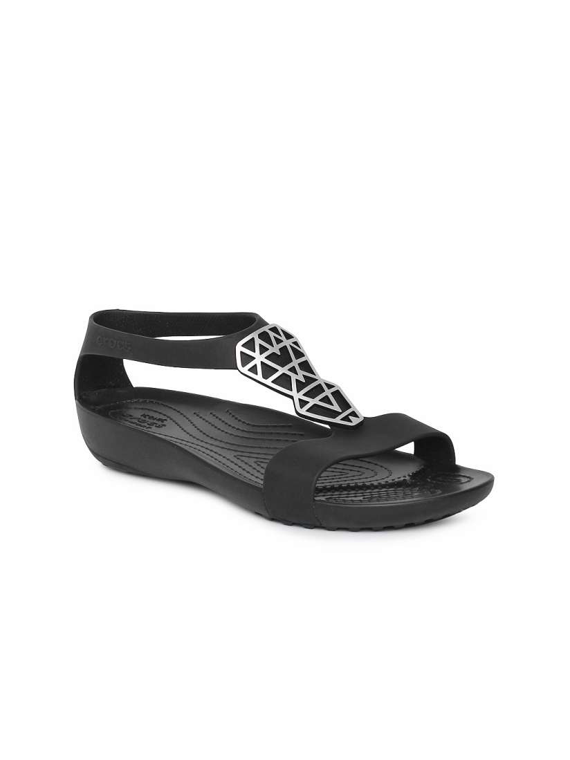 Buy Crocs Women Black Solid Open Toe Flats Flats for Women 8448783 Myntra