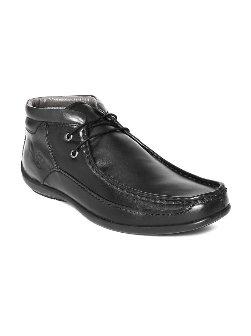 Buy Woodland Men Black Solid Leather Mid Top Driving Shoes Casual Shoes for Men 8450637 Myntra