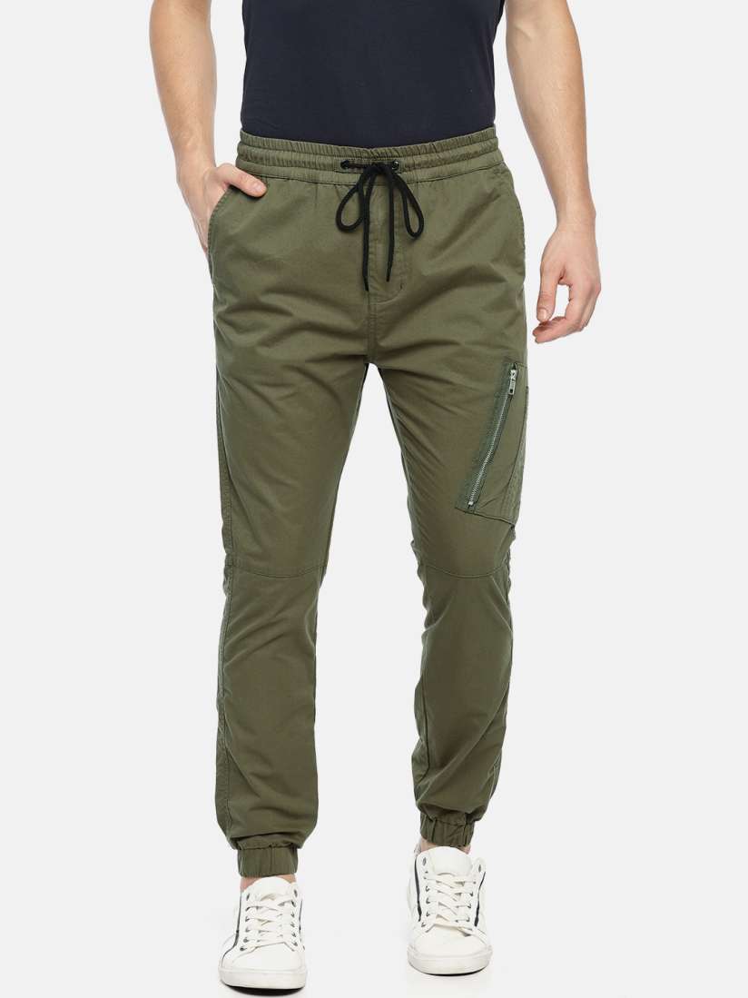 Buy SKULT by Shahid Kapoor Men Olive Green Regular Fit Solid Joggers Trousers for Men 8460151 Myntra