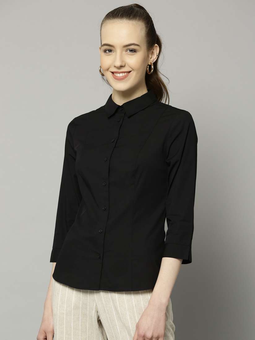 Buy Marks Spencer Women Black Regular Fit Solid Formal Shirt Shirts for Women 8463849 Myntra