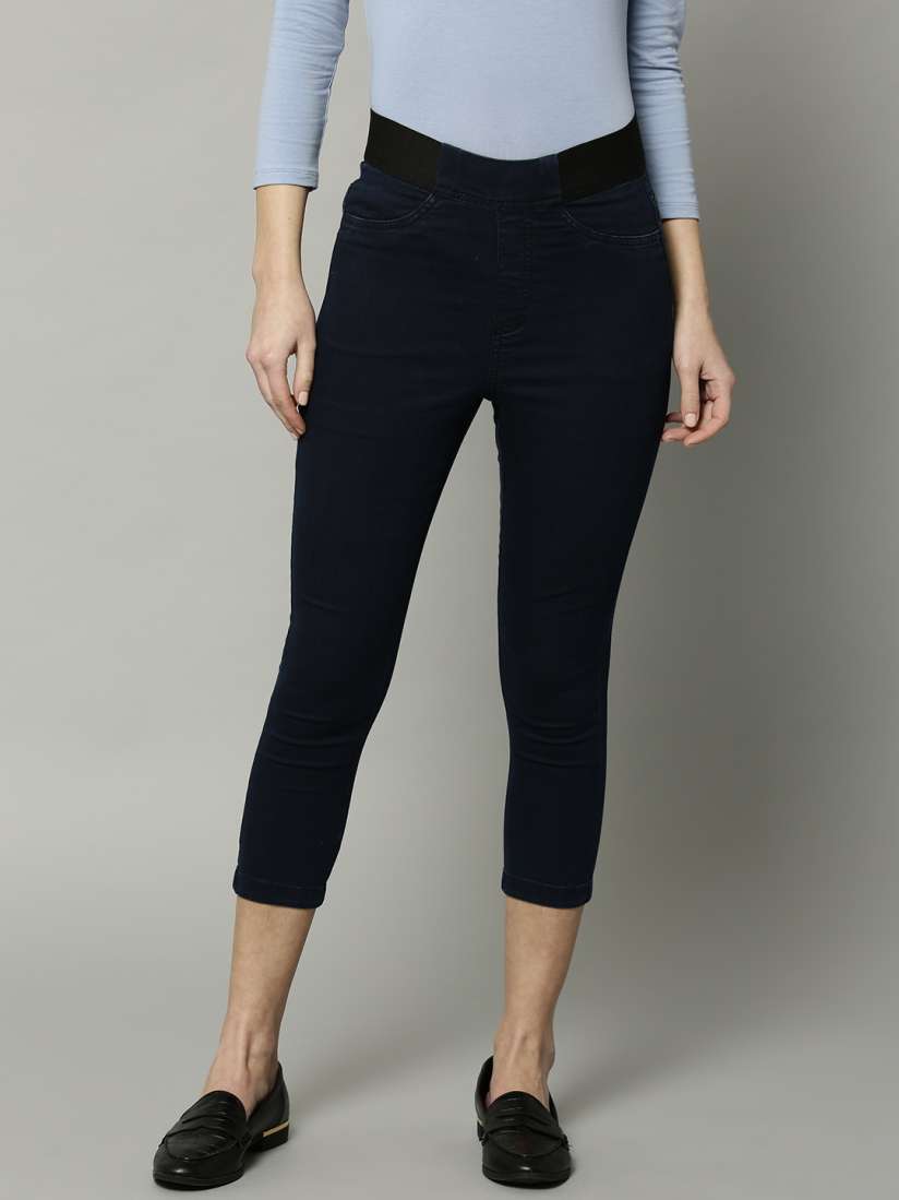 Buy Marks Spencer Women Navy Blue Solid Cropped Jeggings Jeggings for Women 8463867 Myntra