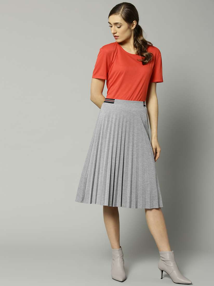 Buy Marks Spencer Women Grey Melange Solid Accordion Pleated A Line Skirt Skirts for Women 8463905 Myntra