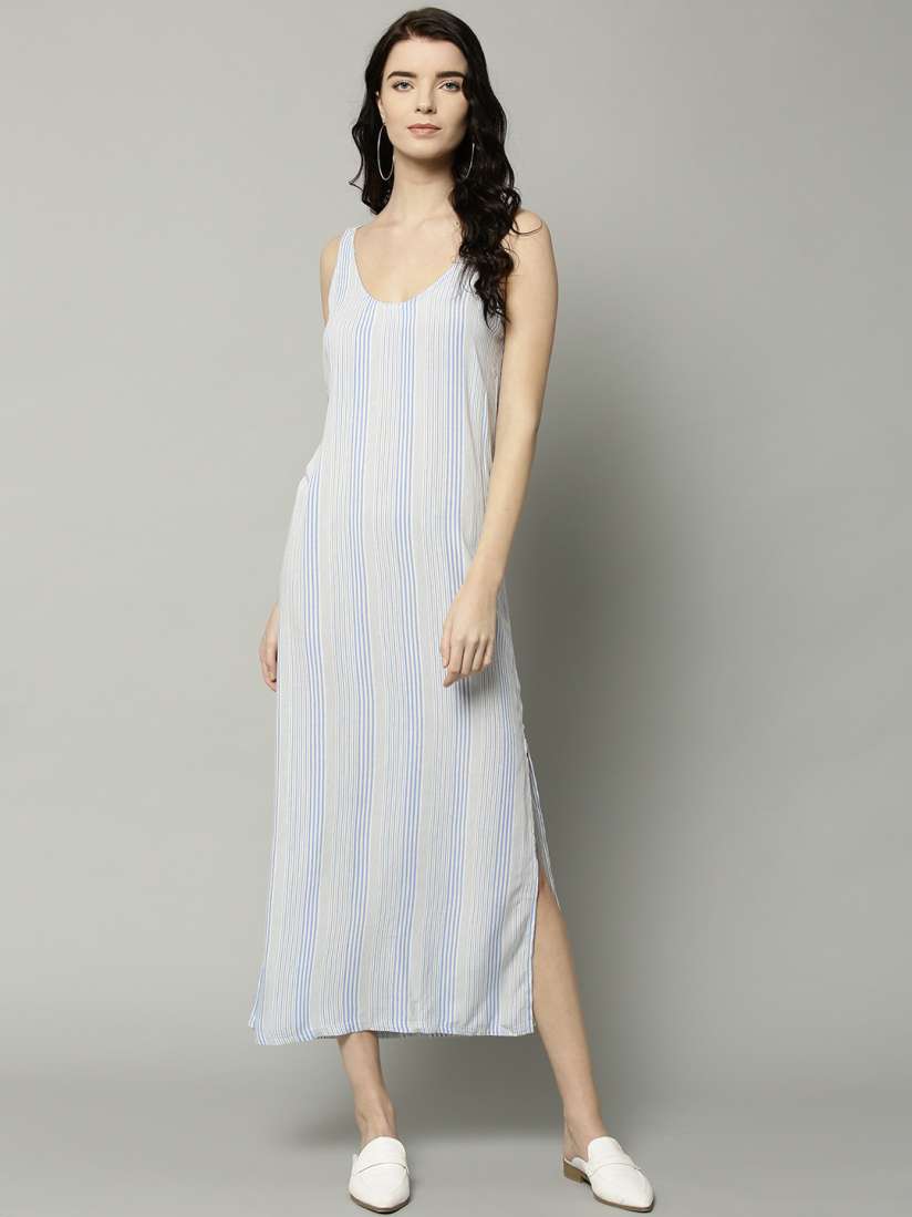 Marks and spencer blue and white striped dress store