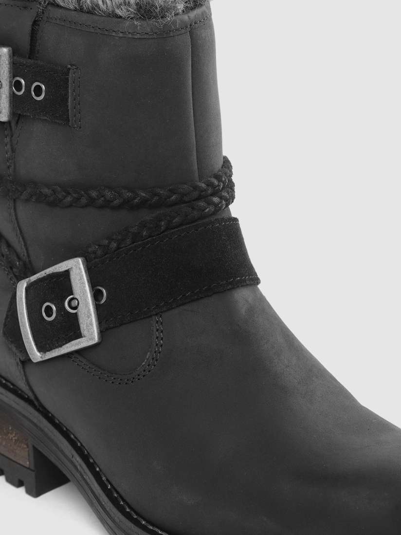 Buy Superdry Women Black Solid Leather Mid Top Flat Boots Boots for Women 8468281 Myntra