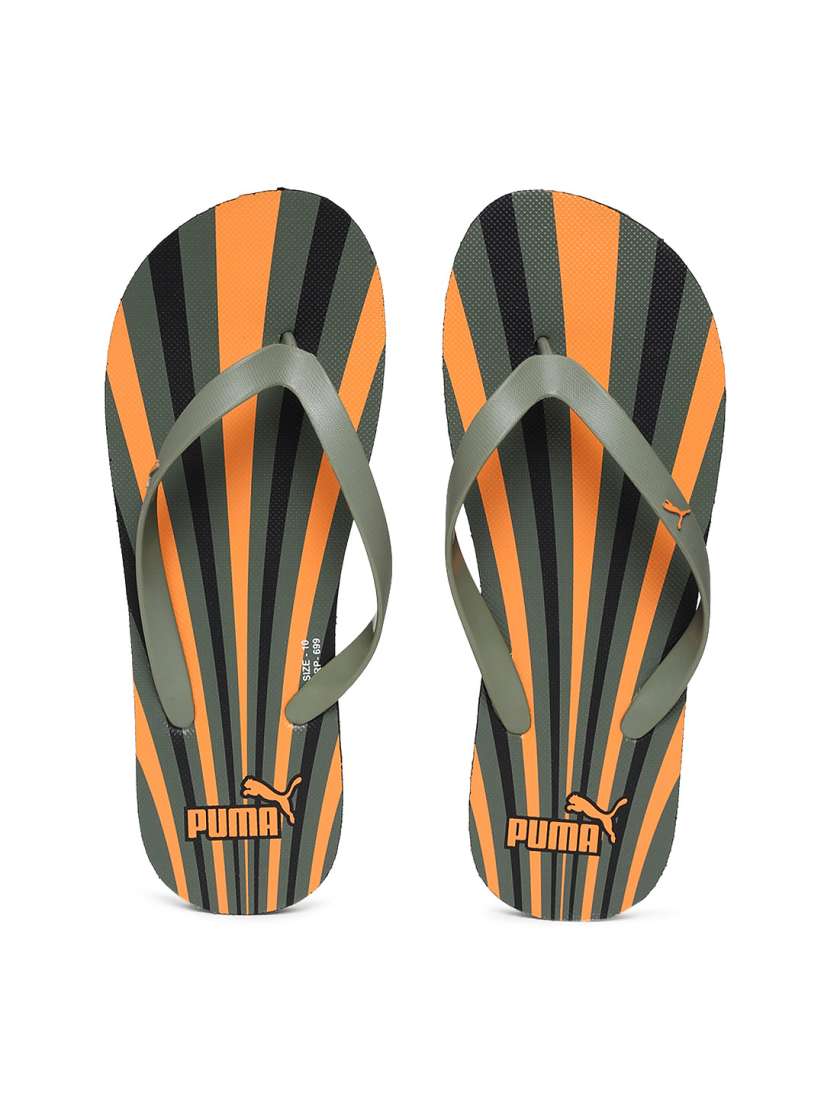 Buy Puma Unisex Olive Green Orange Printed Thong Flip Flops Flip Flops for Unisex 8475929 Myntra