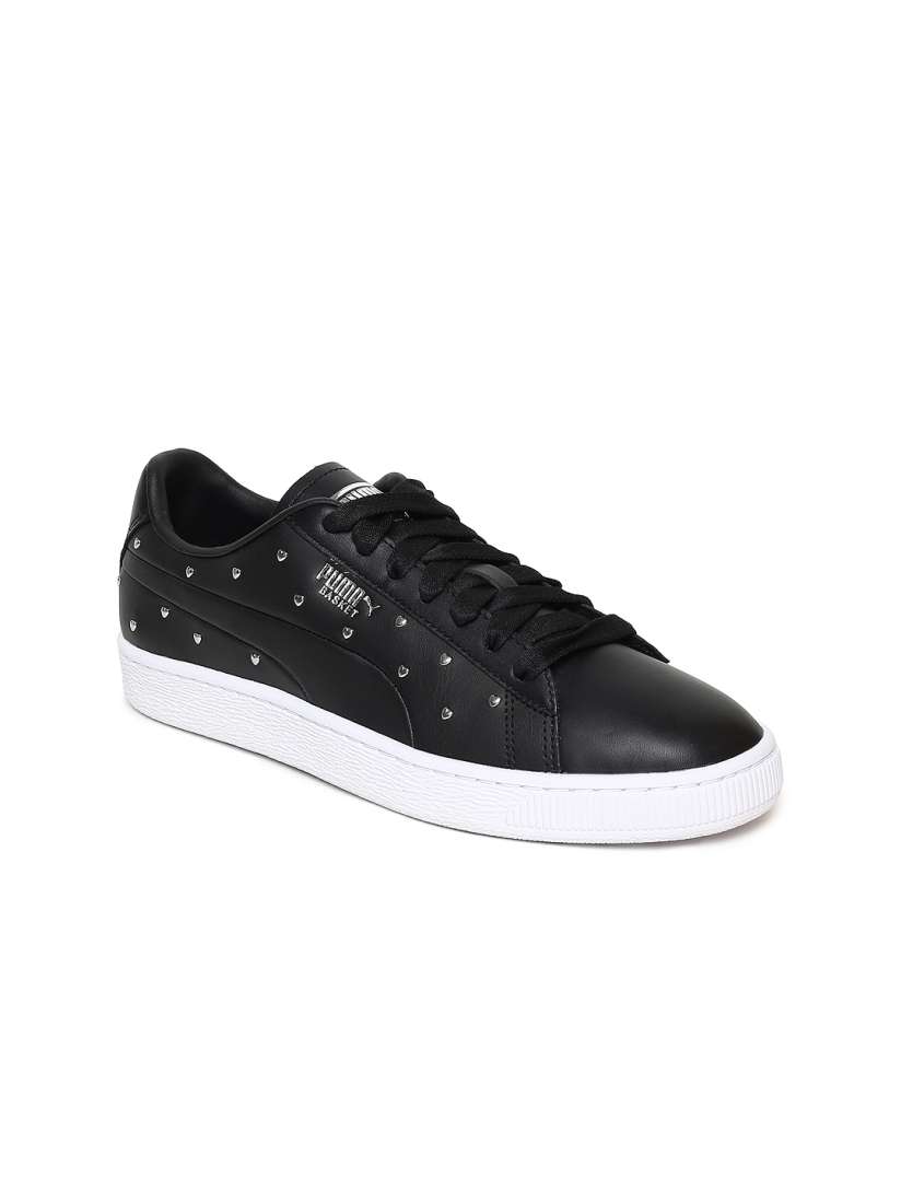 Womens black leather puma shoes sale