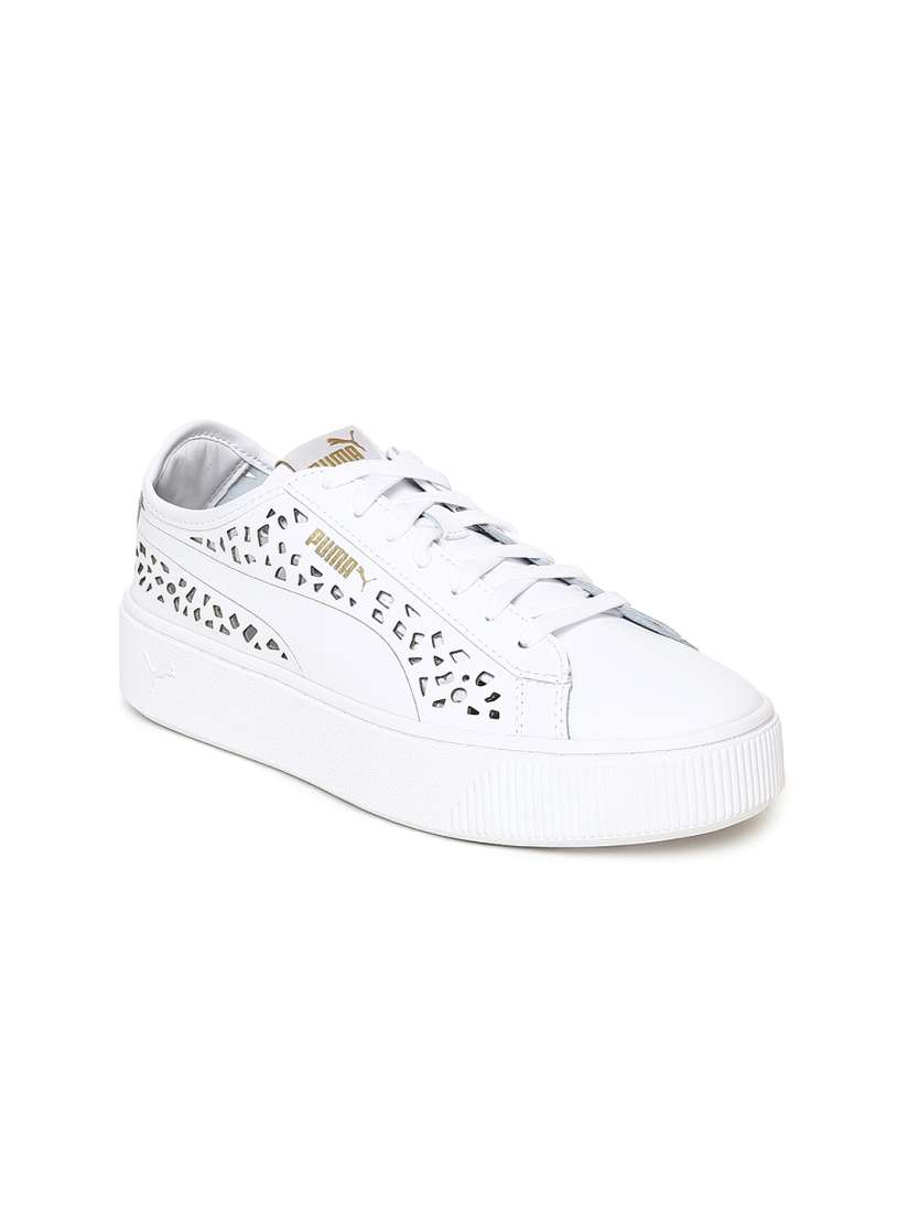 Buy Puma Women White Vikky Stacked Laser Cut Sneakers Casual Shoes for Women 8477815 Myntra
