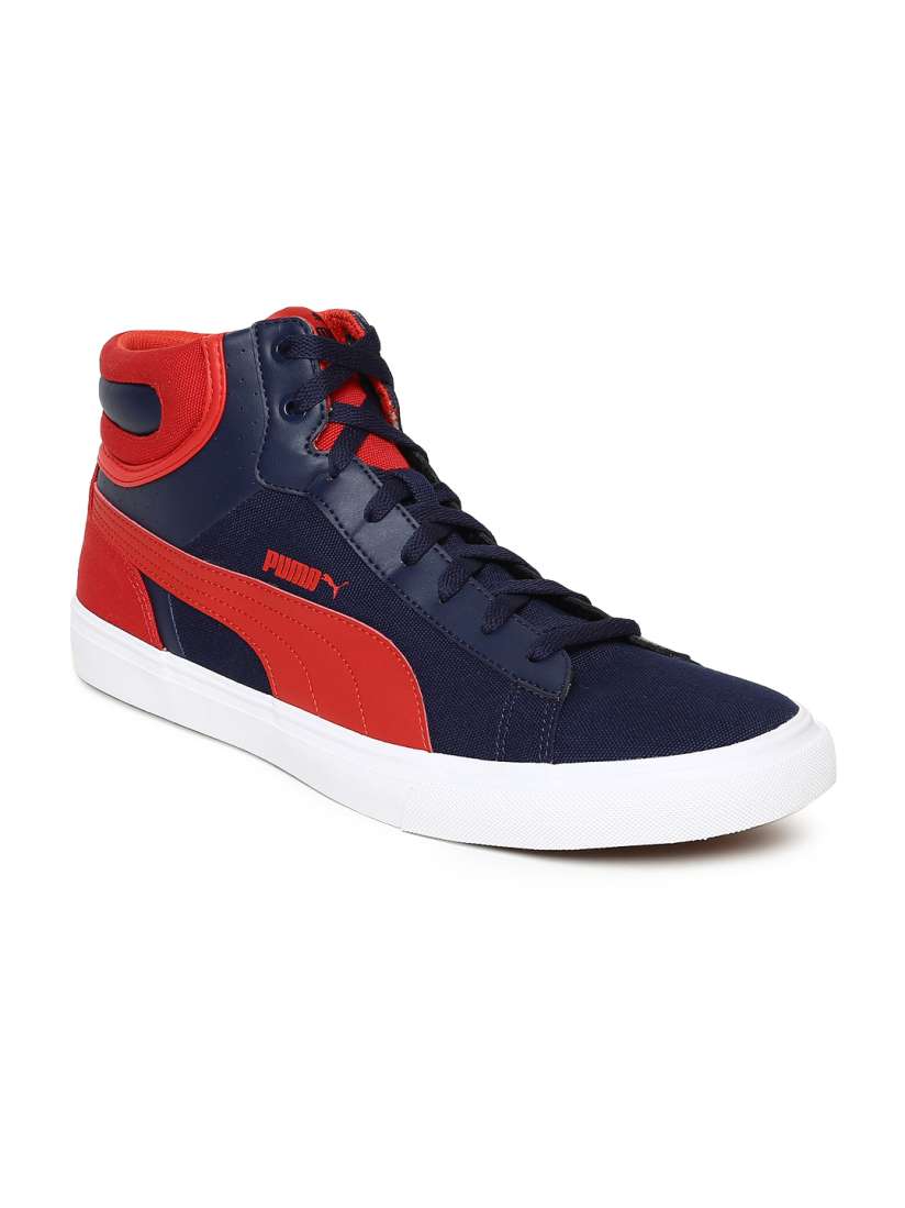 Red and navy sneakers top