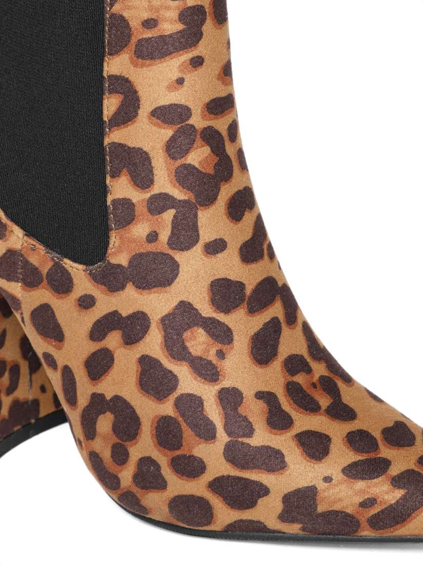 Buy FOREVER 21 Women Brown Printed Heeled Boots Boots for Women 8505183 Myntra