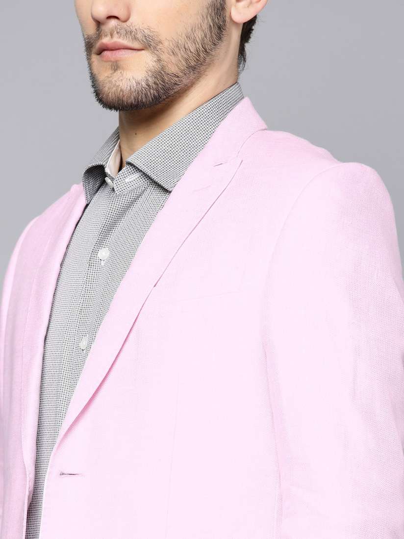 Buy Blackberrys Men Pink Slim Fit Single breasted Linen Smart Casual Blazer Blazers for Men 8506351 Myntra