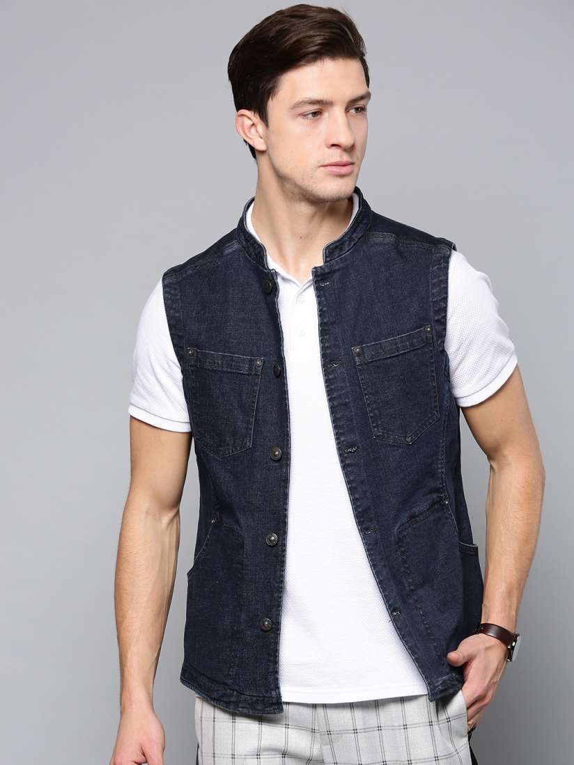 Buy Blackberrys Men Navy Denim Casual Nehru Jacket Nehru Jackets for Men 8507085 Myntra
