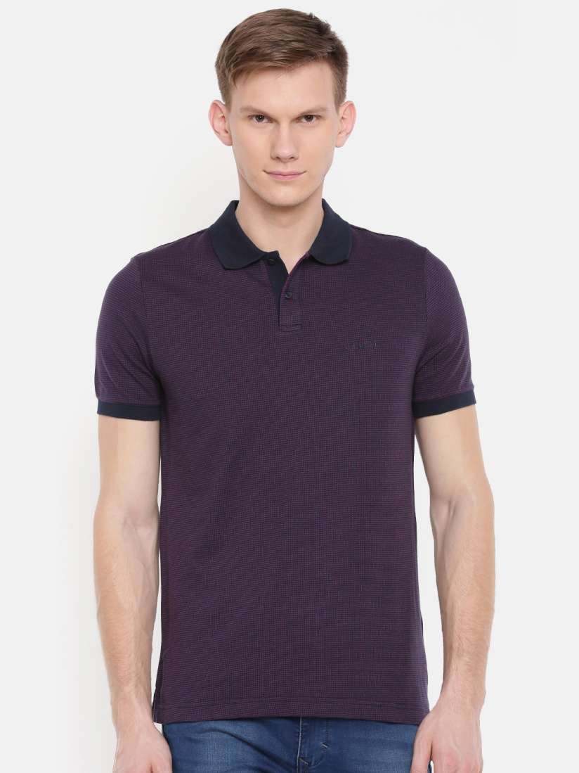 Buy Calvin Klein Jeans Men Purple Self Design Polo Collar Pure Cotton T shirt Tshirts for Men 8509483 Myntra