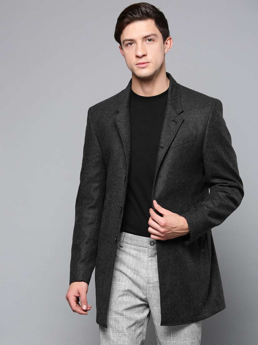 Buy Blackberrys Men Charcoal Grey Solid Single Breasted Slim Fit Smart Casual Longline Blazer Blazers for Men 8509909 Myntra