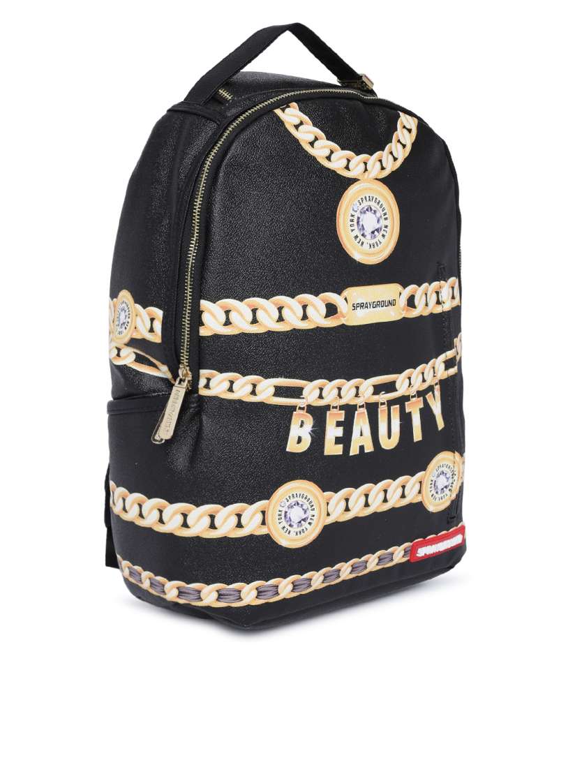 Buy SPRAY GROUND Unisex Black Gold Toned Graphic Backpack Backpacks for Unisex 8511549 Myntra
