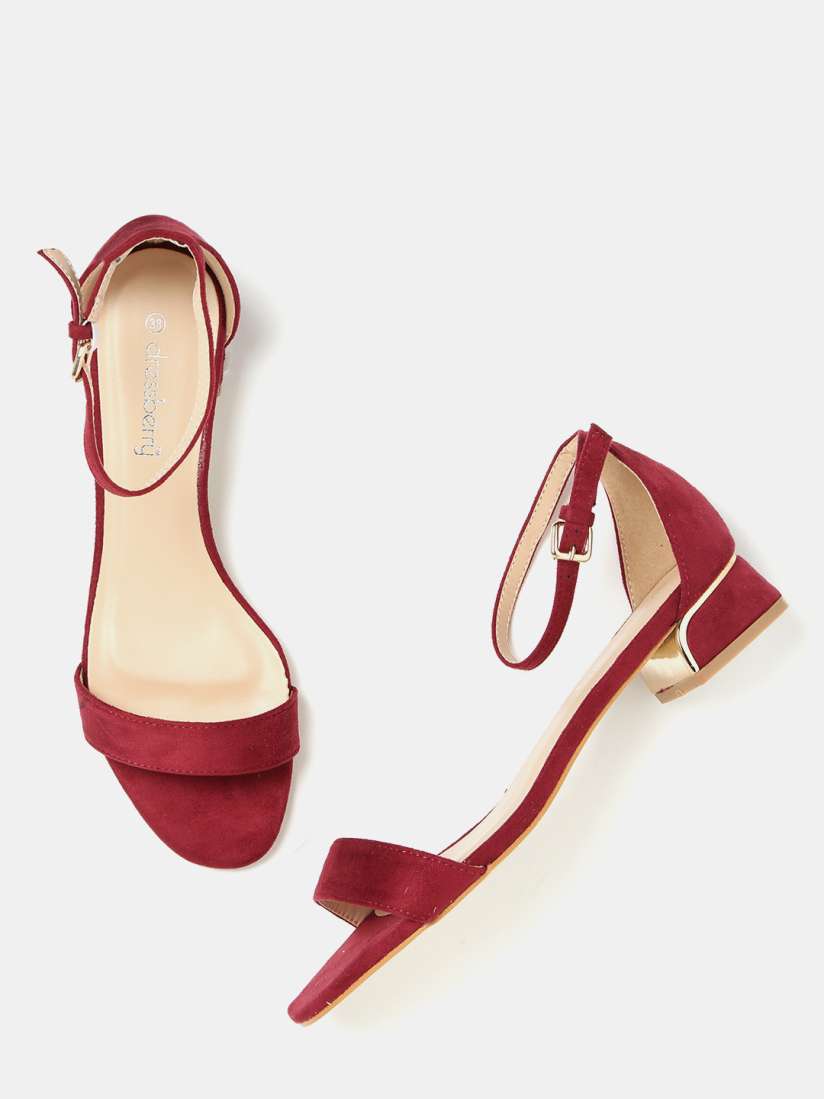 Buy DressBerry Women Maroon Solid Block Heels Heels for Women 8527265 Myntra