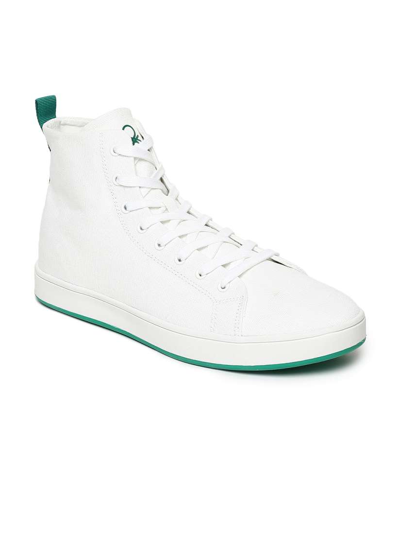 Buy United Colors of Benetton Men White Solid Canvas Mid Top Sneakers Casual Shoes for Men 8534369 Myntra