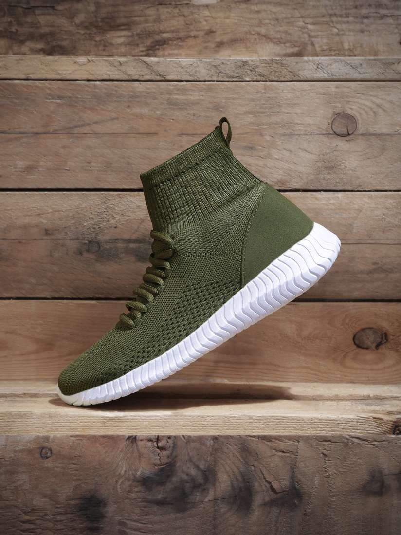 Buy Roadster Women Olive Green Solid Mid Top Sneakers Casual Shoes for Women 8540873 Myntra