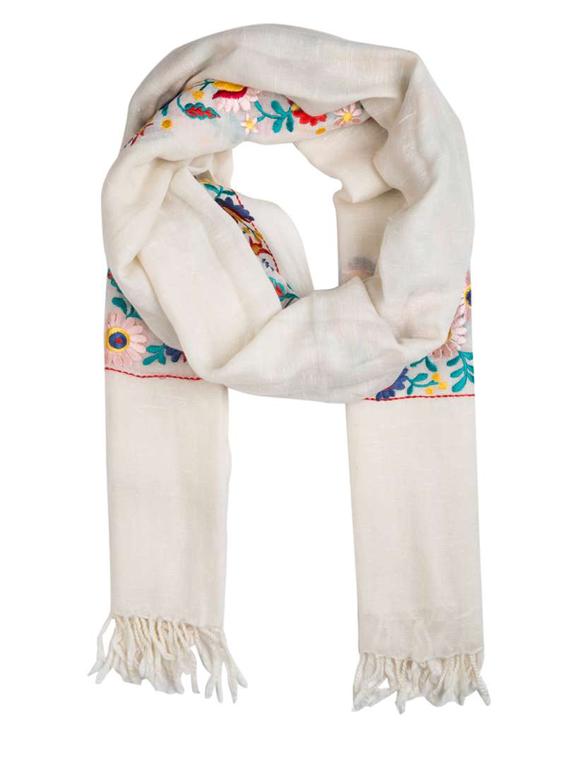 Buy SHINGORA Women Off White Embroidered Stole Stoles for Women 8556463 Myntra