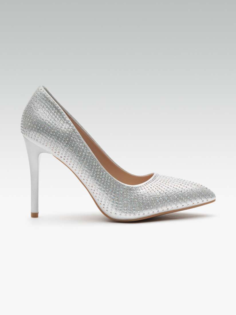 Buy ELLE Women Silver Toned Studded Pumps Heels for Women 8584537 Myntra