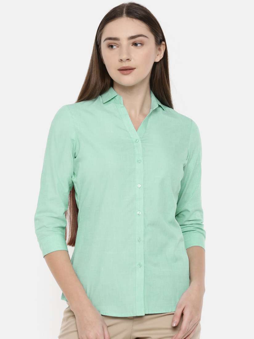 Buy Park Avenue Women Sea Green Regular Fit Solid Casual Shirt Shirts for Women 8590823 Myntra
