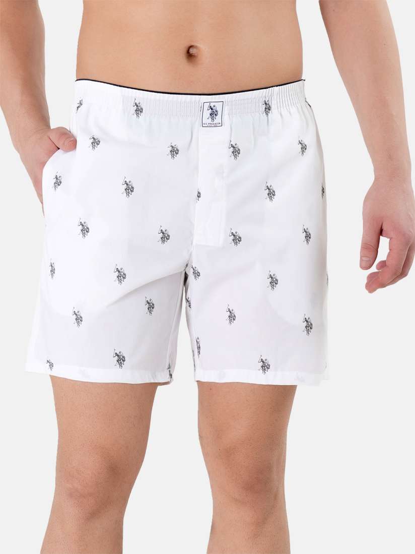 Buy U.S. Polo Assn. White Printed Pure Cotton Boxers I021 001 Boxers for Men 859279 Myntra