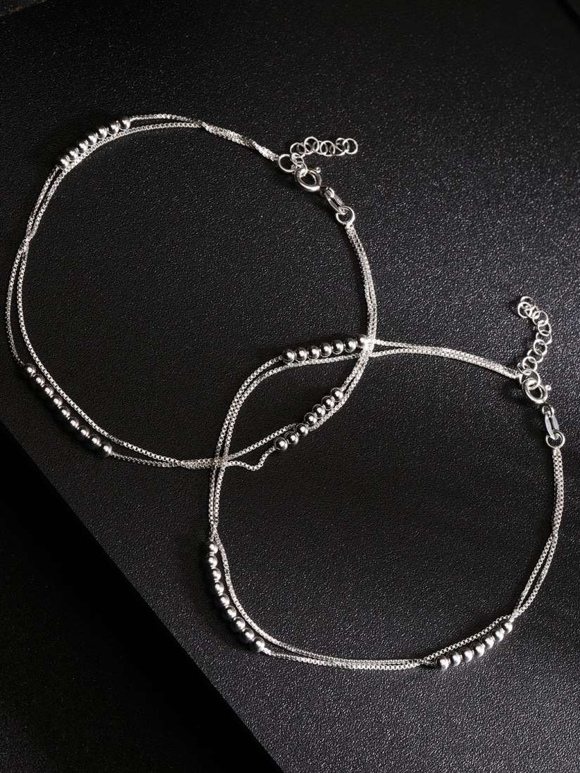 Buy Carlton London Women Set of 2 925 Sterling Silver Anklets Anklet for Women 8593321 Myntra