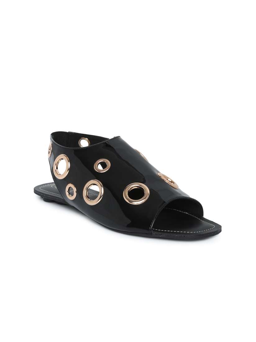 Buy Catwalk Women Black Embellished Open Toe Flats Flats for Women 8607943 Myntra